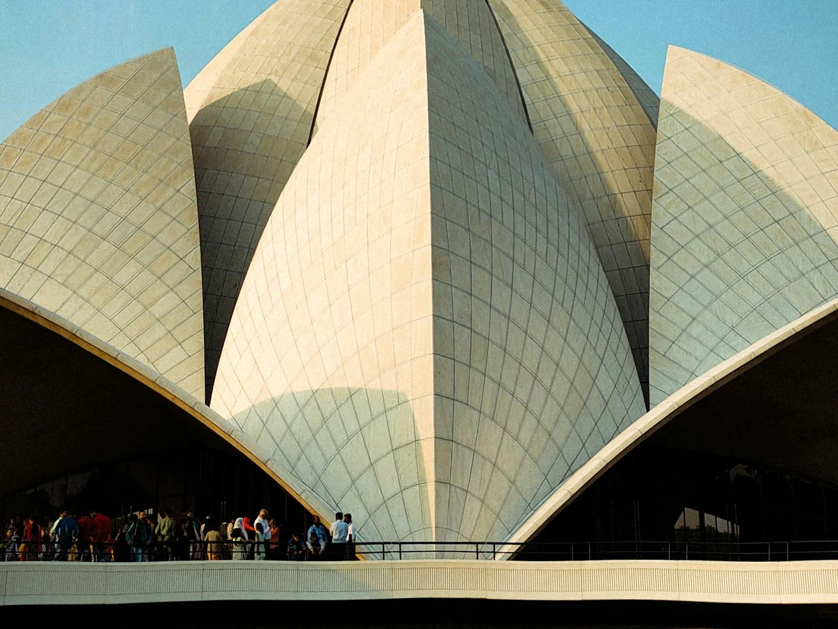 People at the Lotus Temple in New Delhi