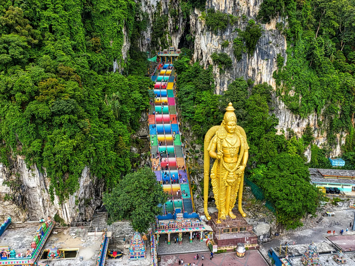 Gold Buddha Statue near Green Mountain Batu Caves, Selangor, Malaysia