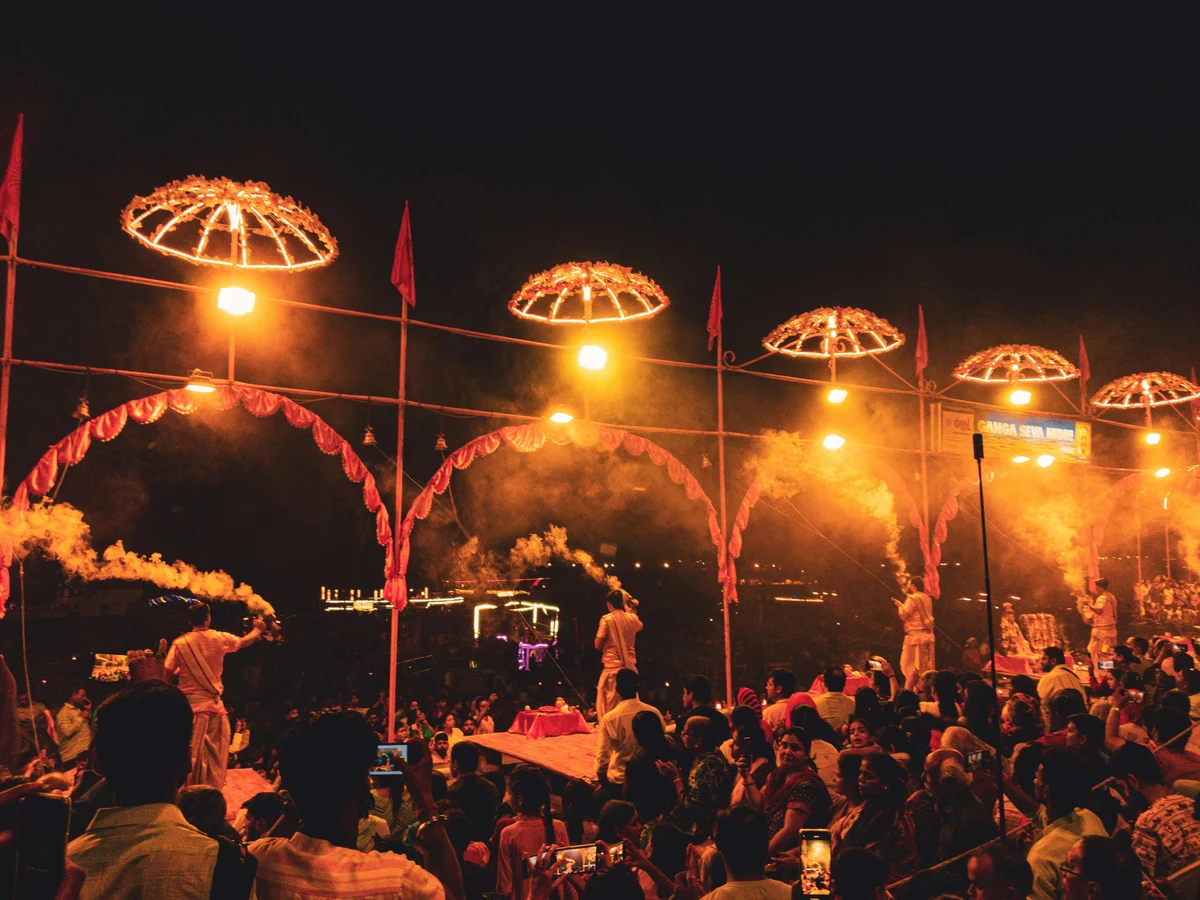Evening Ritual at Varanasi Ghats by the Ganges
