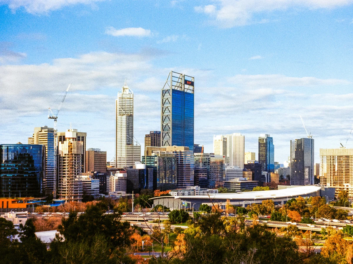 Modern Skyscrapers in Perth Skyline in Western Australia