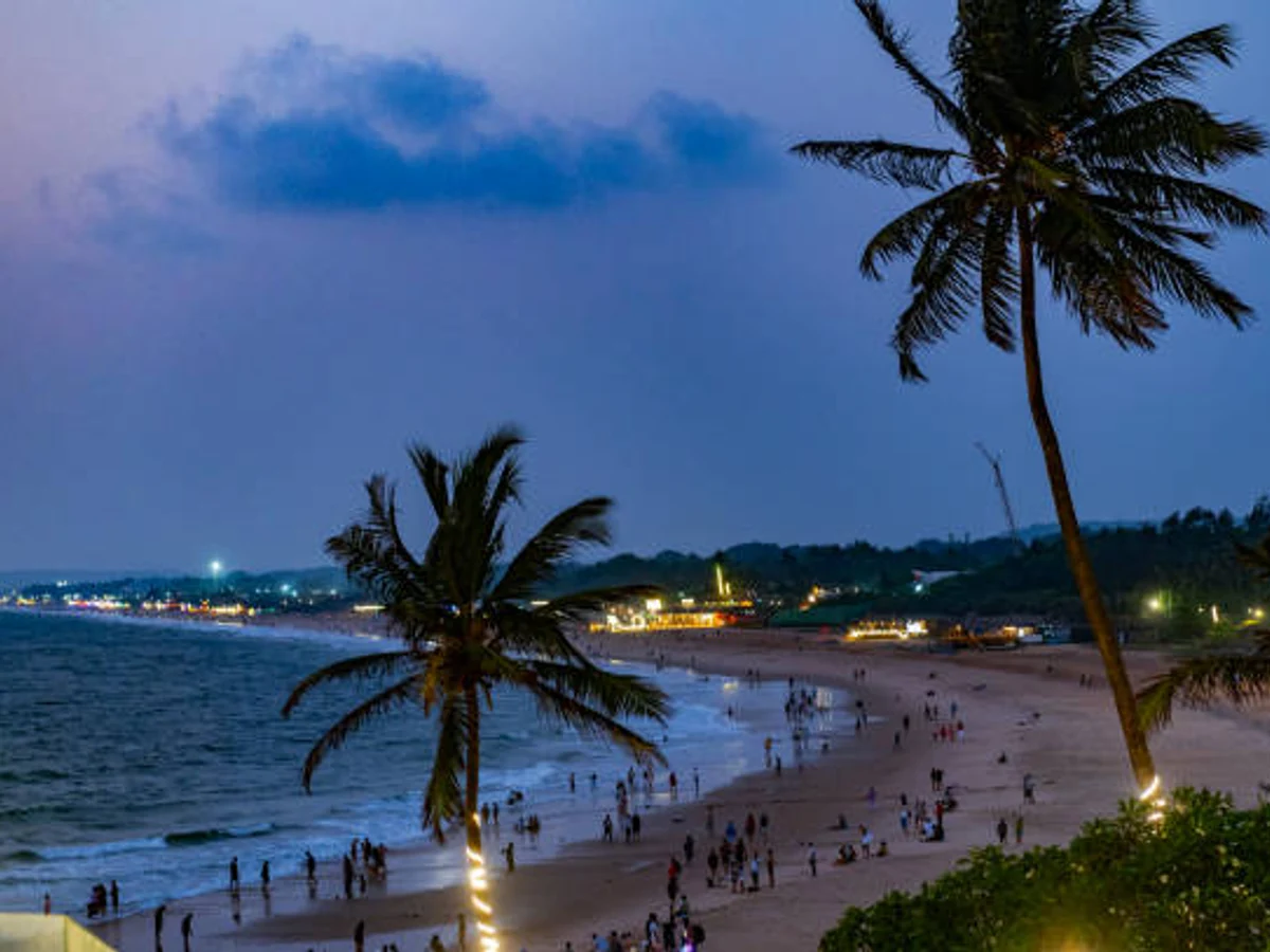 The Candolim Beach at dusk in North Goa, India