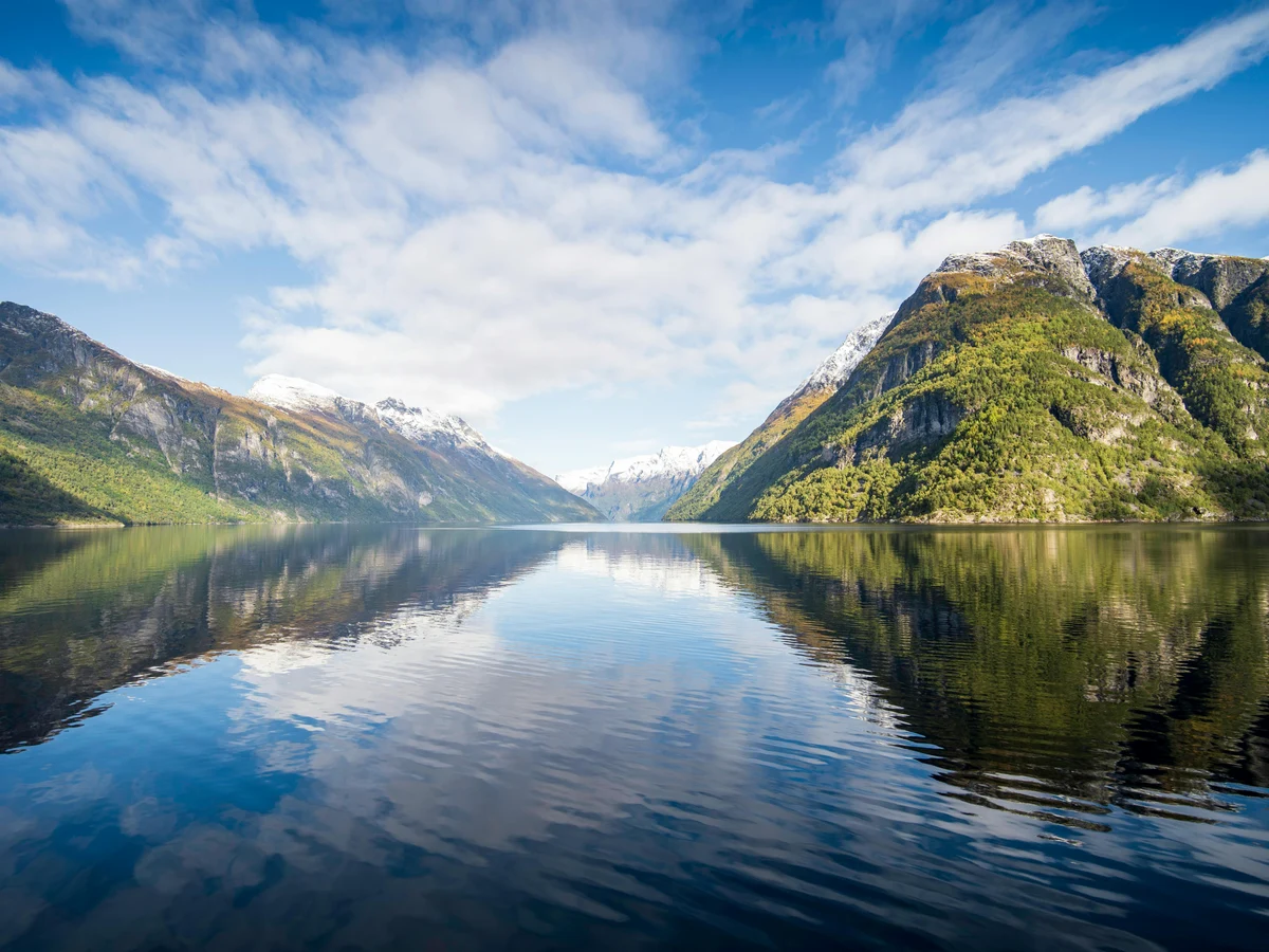 Breathtaking Norwegian Fjord Reflection Scene