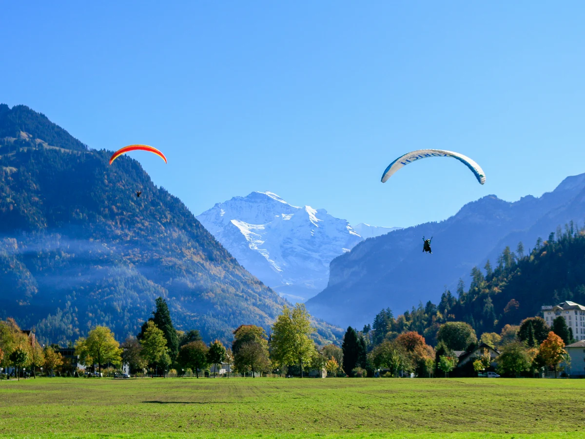 Paragliders in Interlacken, Switzerland