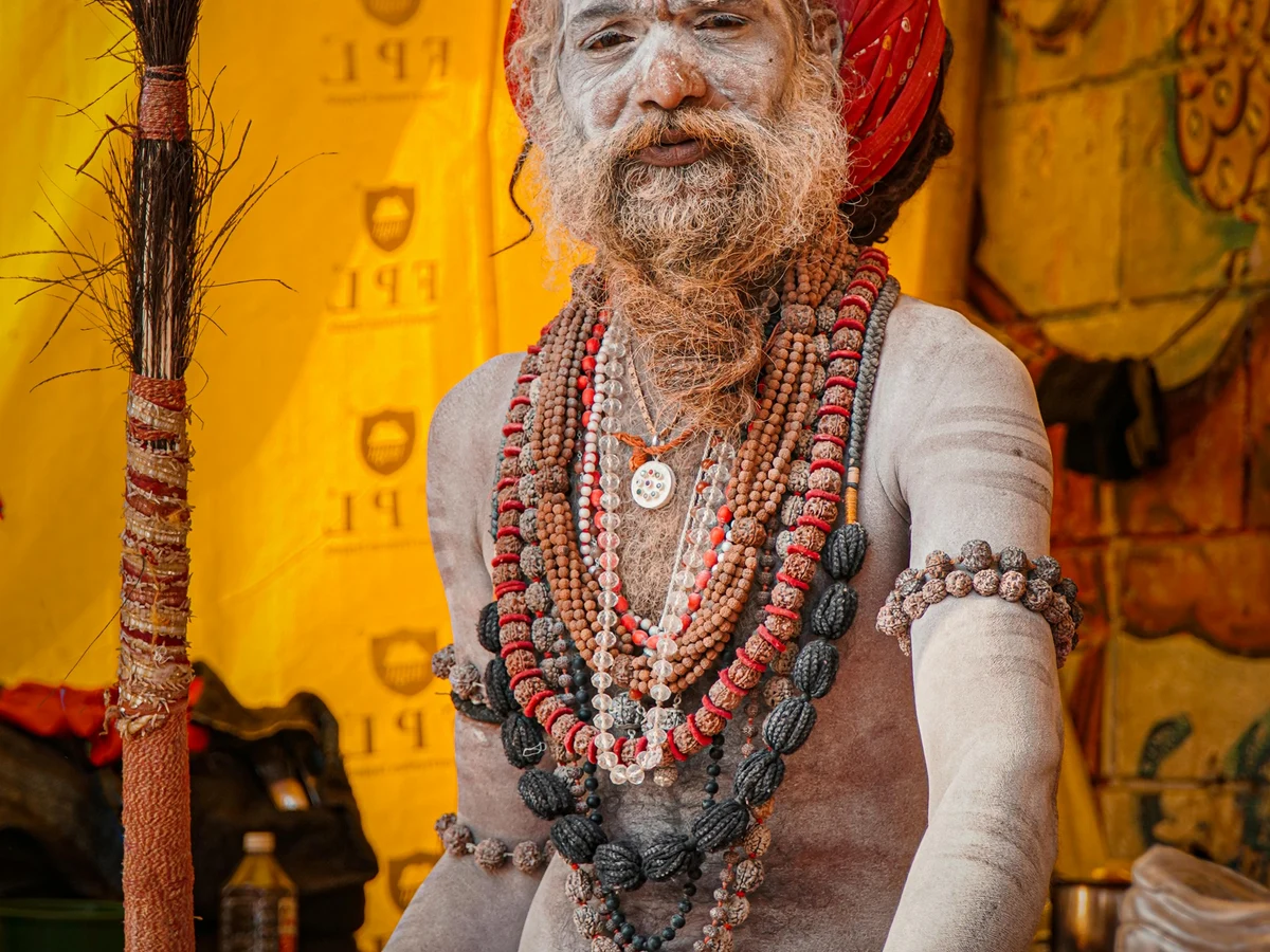 Holy Man with Beaded Necklaces in Varanasi