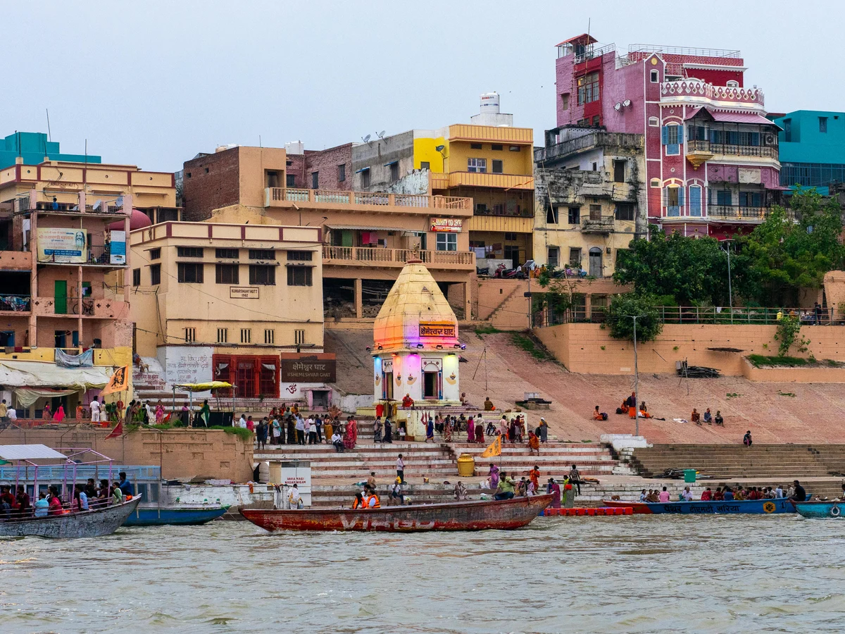 Boats on River in Town
