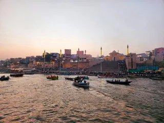 Sunset View of Varanasi Ghats on the Ganges