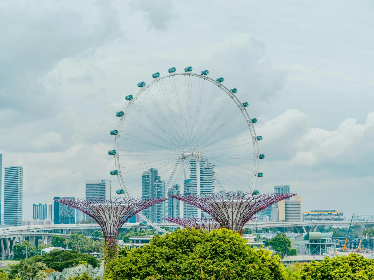 Singapore Skyline with Iconic Ferris Wheel