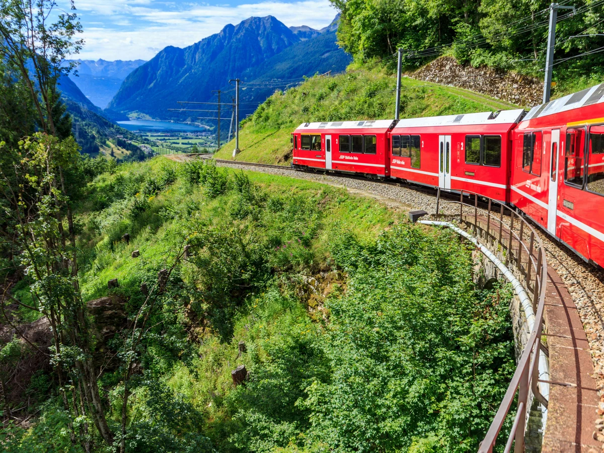 Train in Mountains in Switzerland