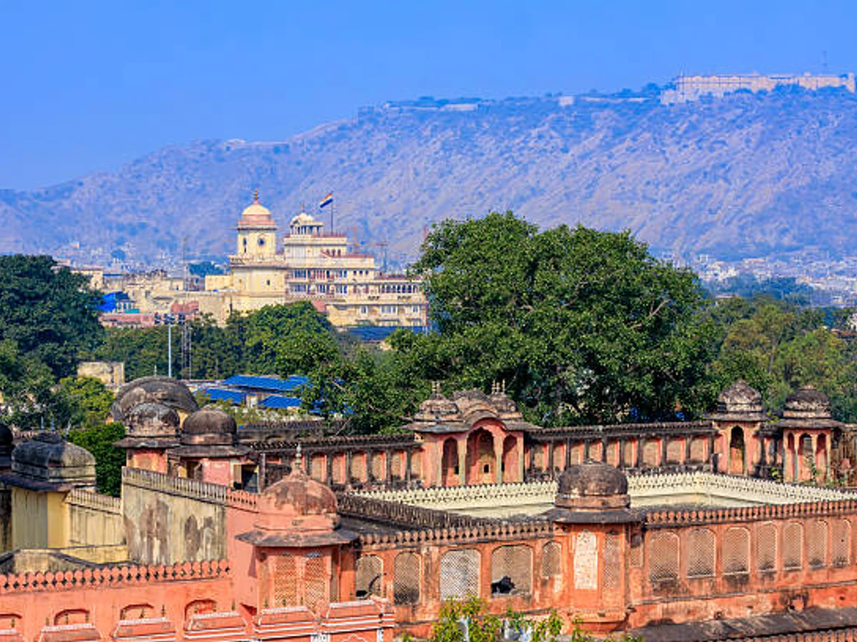 Jaipur's City Palace and Nahargarh Fort. Jaipur, India
