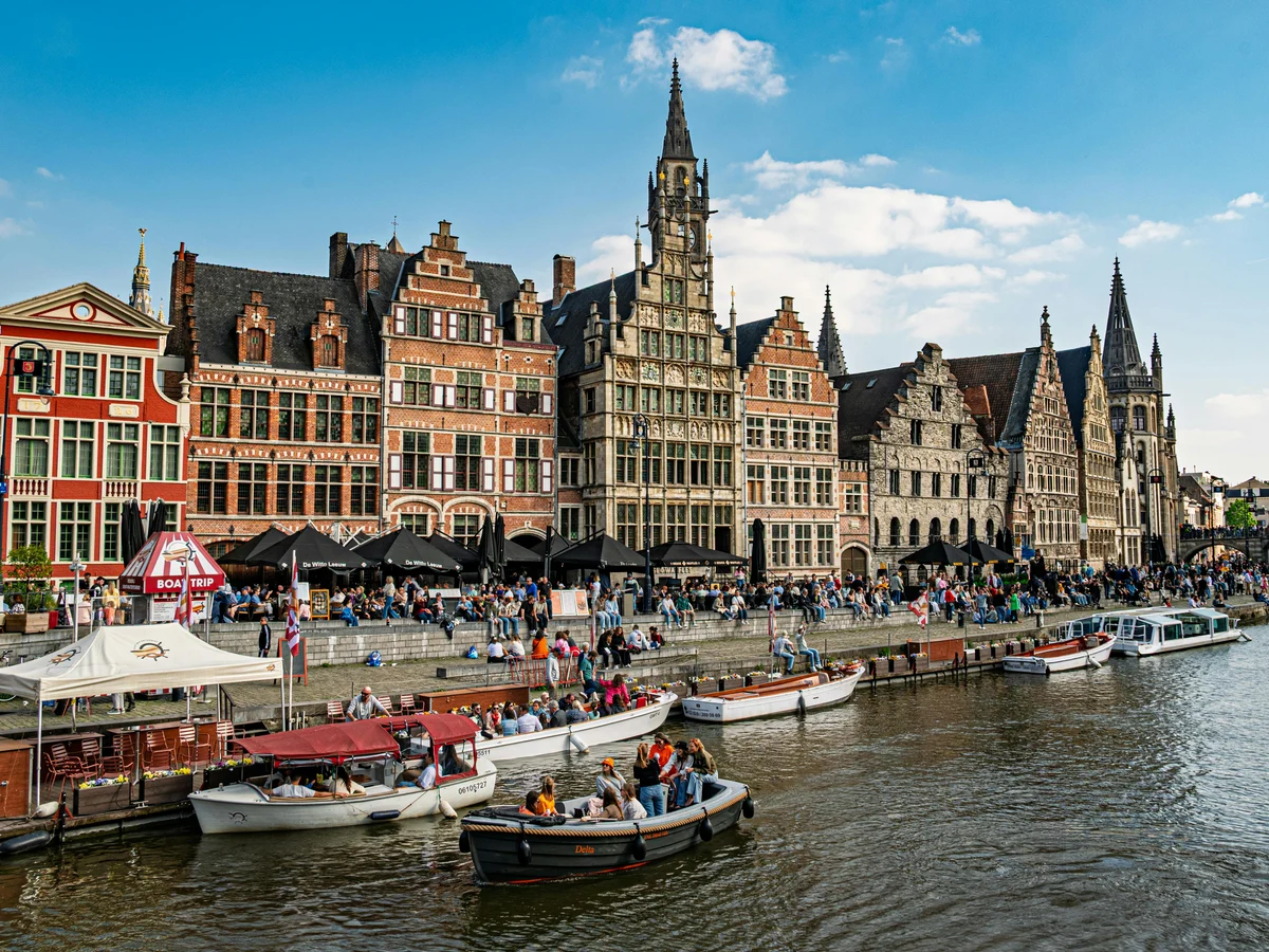Scenic View of Graslei in Ghent, Belgium