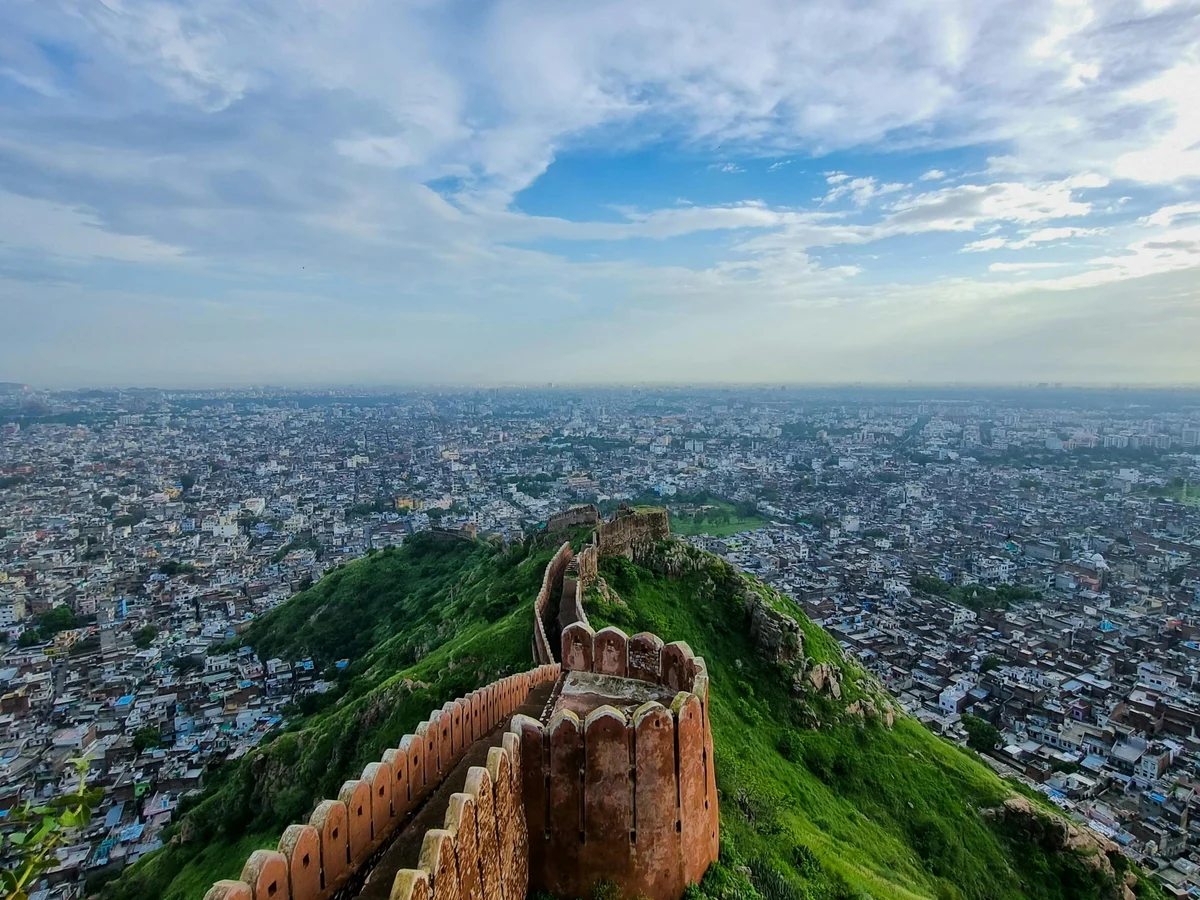 Spectacular Aerial View of Nahargarh Fort Walls in Jaipur