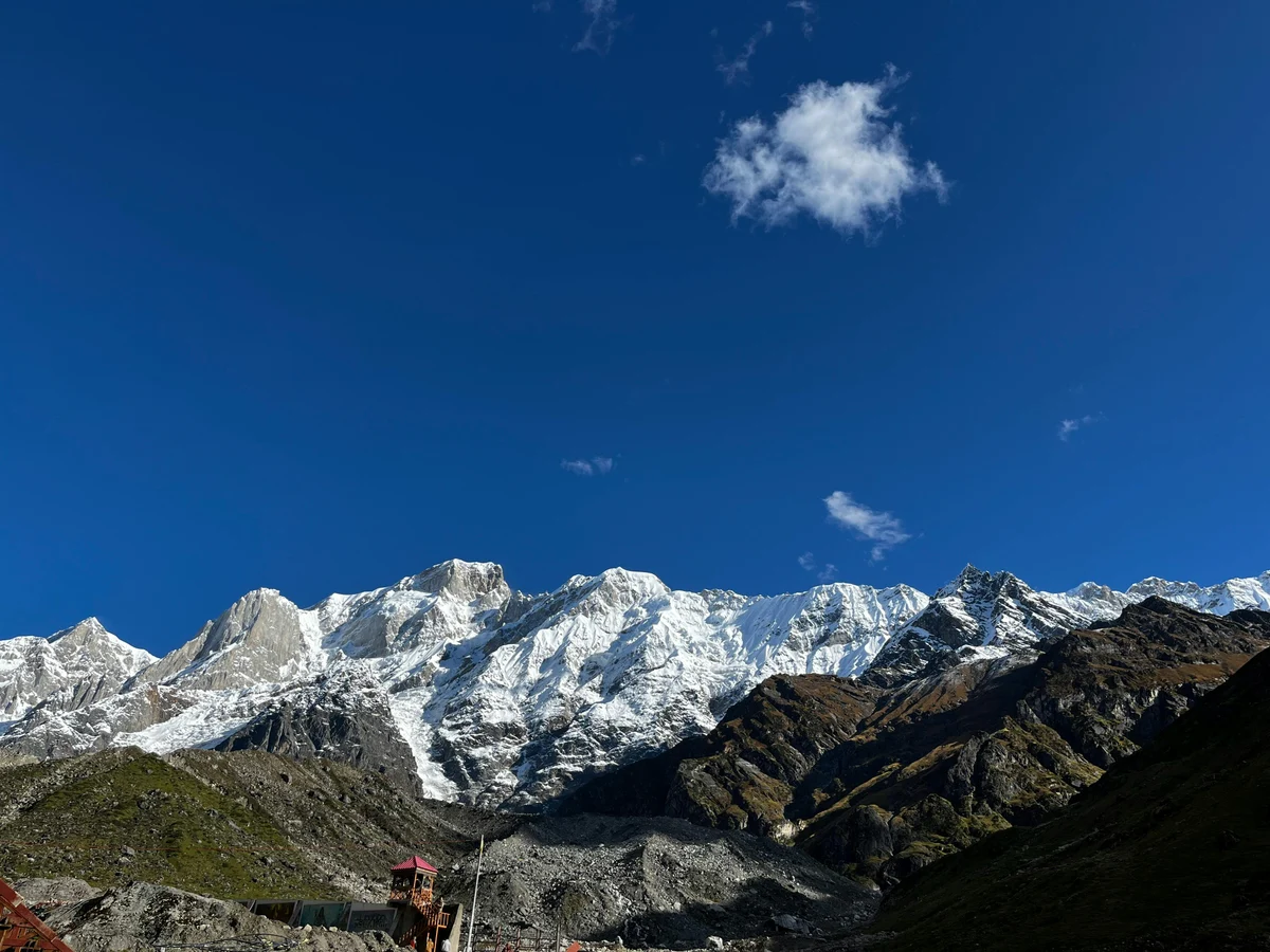 View of the Snow Capped Mountain from the Valley