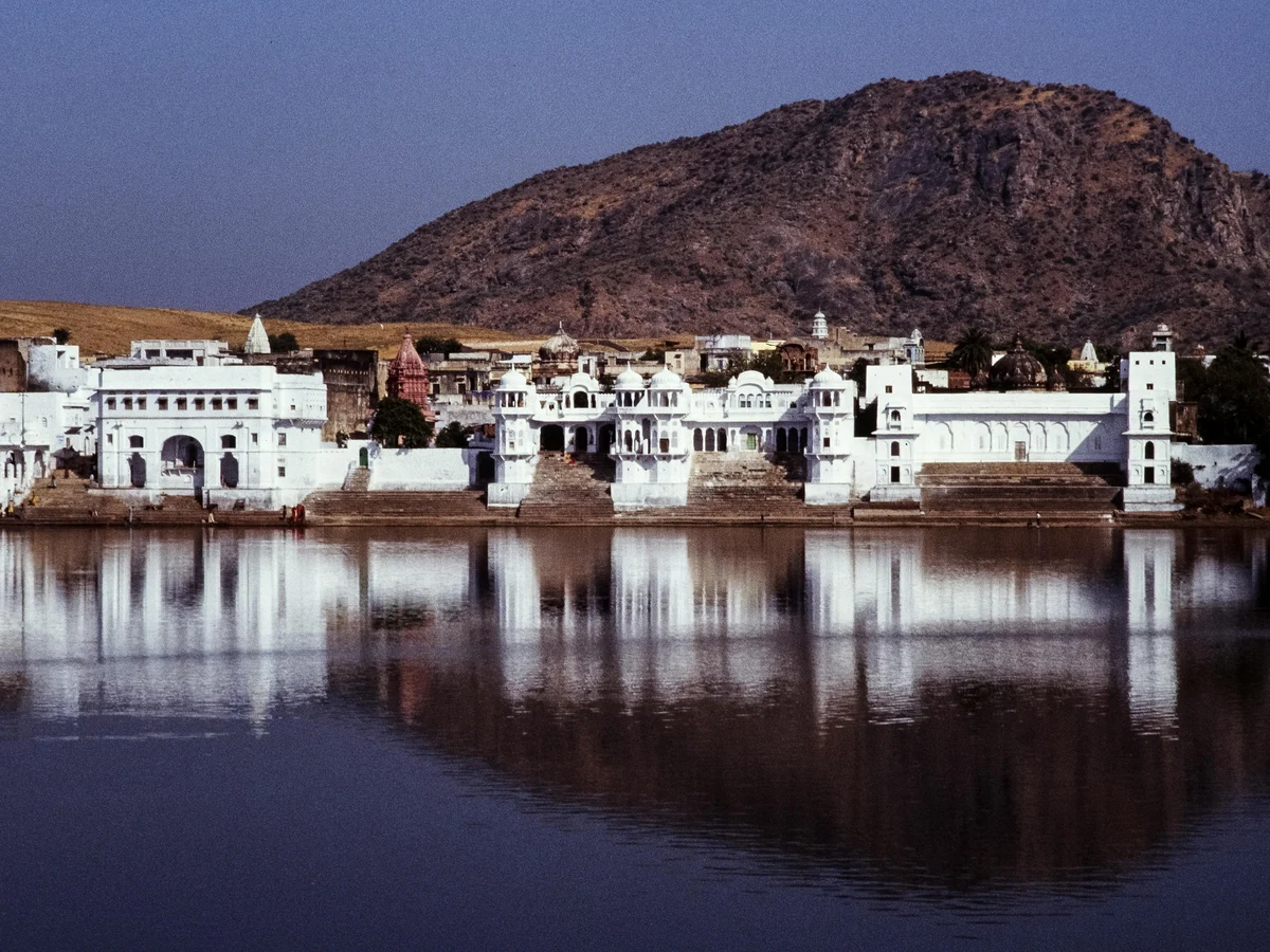 Scenic View of Pushkar Lake and Ghats in India
