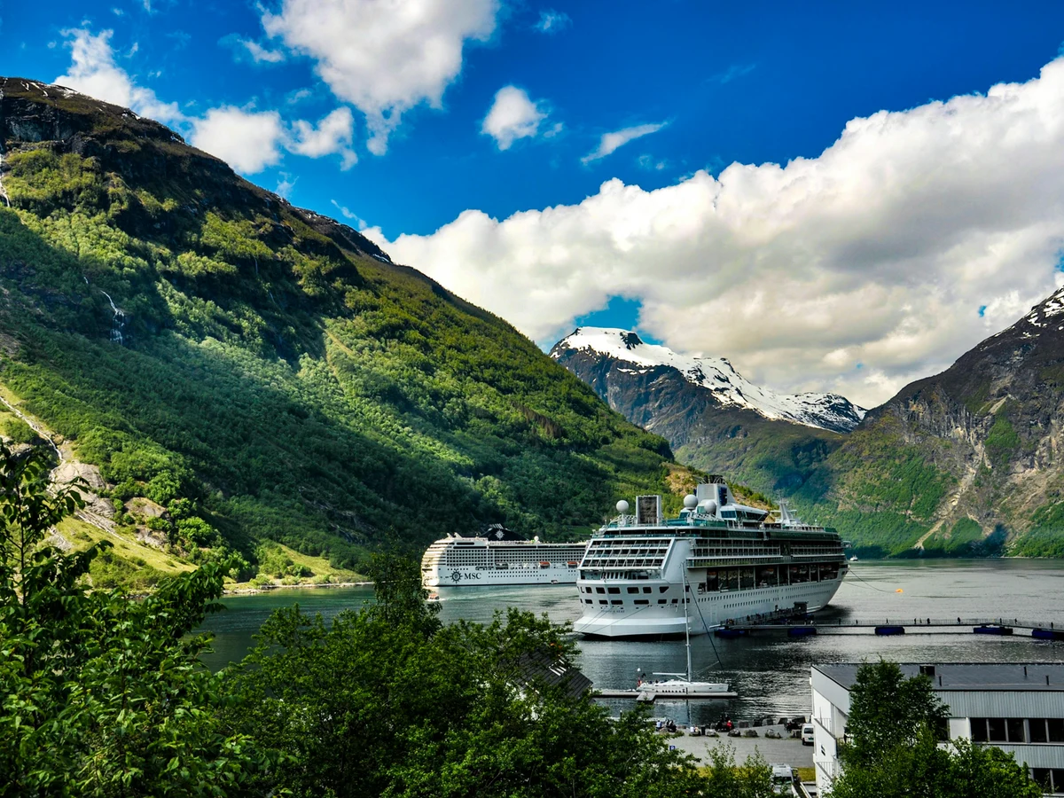 Scenic Cruise Ship in Geiranger Fjord Norway
