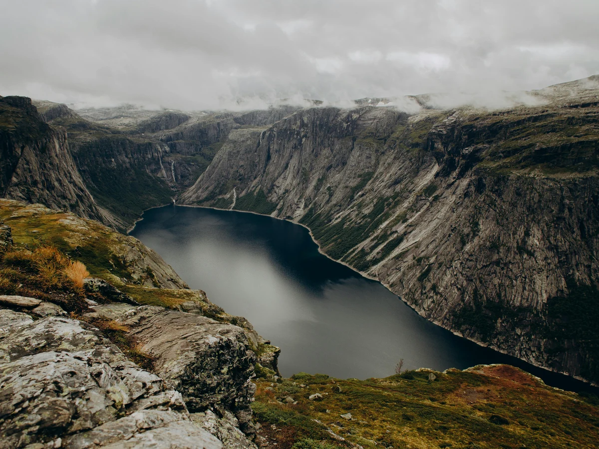 Canyon Lake in Mountain Area, Ringedalsvatnet, Vestland county, Norway