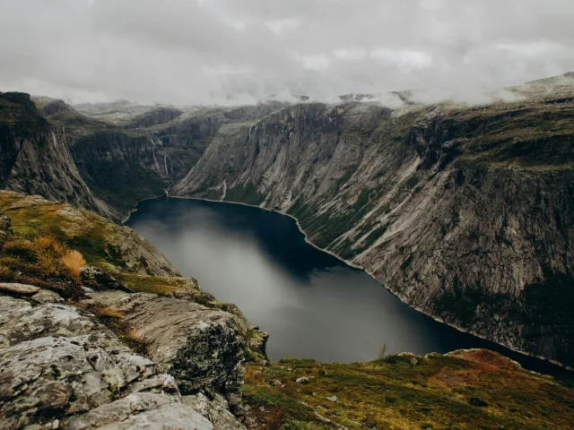 Canyon Lake in Mountain Area, Ringedalsvatnet, Vestland county, Norway