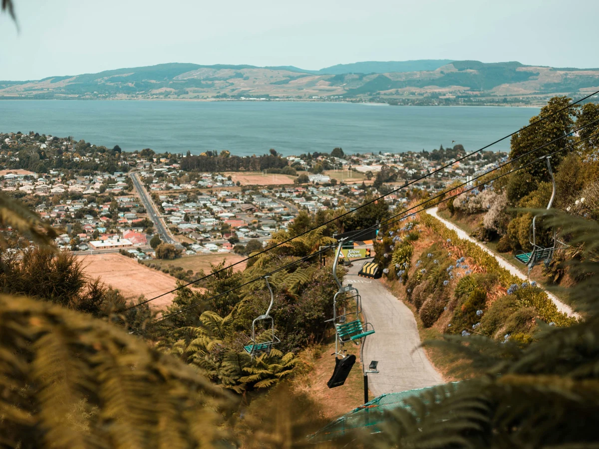 Lake Rotorua, New Zealand from the top of Skyline Rotorua