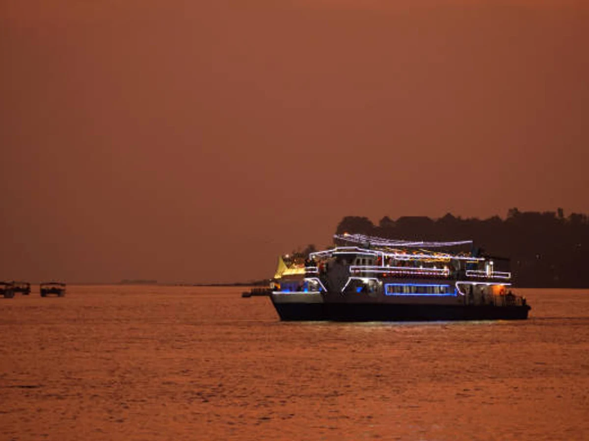 Casino ships sailing in Mandovi river in Goa