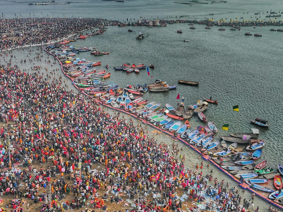 Arial View of Kumbh Mela at Triveni Sangam
