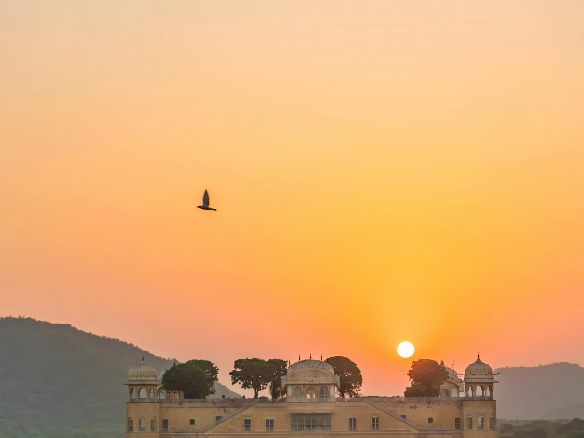The Jah Mahal Palace in Man Sagar Lake in India