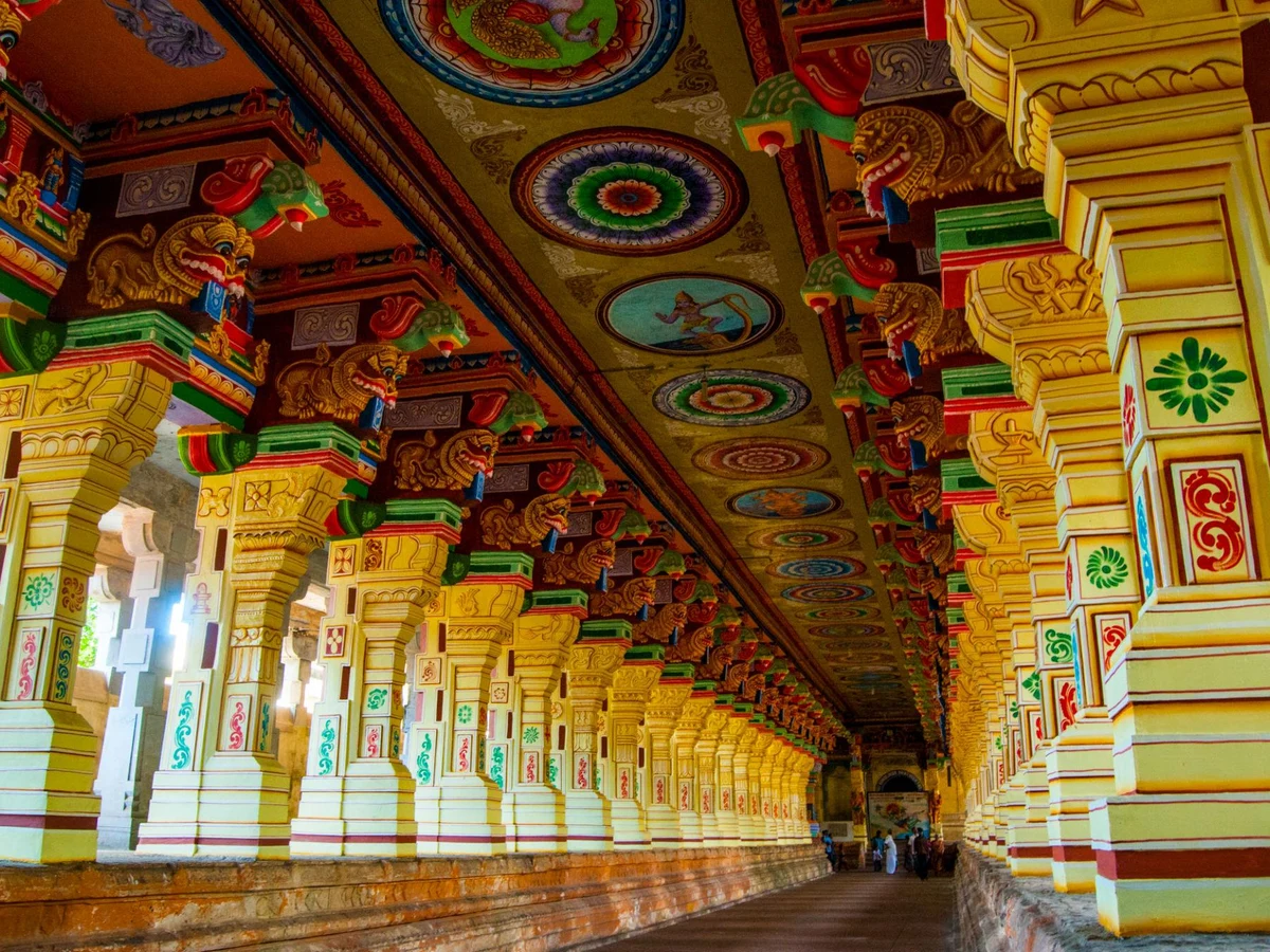 Corridor of Ramanathswamy temple, Rameswaram, Tamilnadu, India