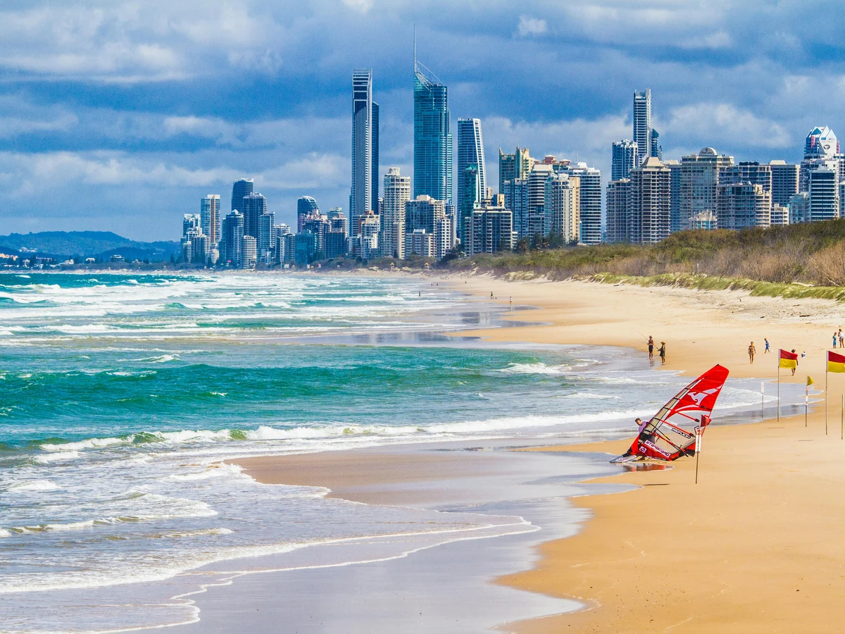 People on the  Beach in Gold Coast, QLD, Australia