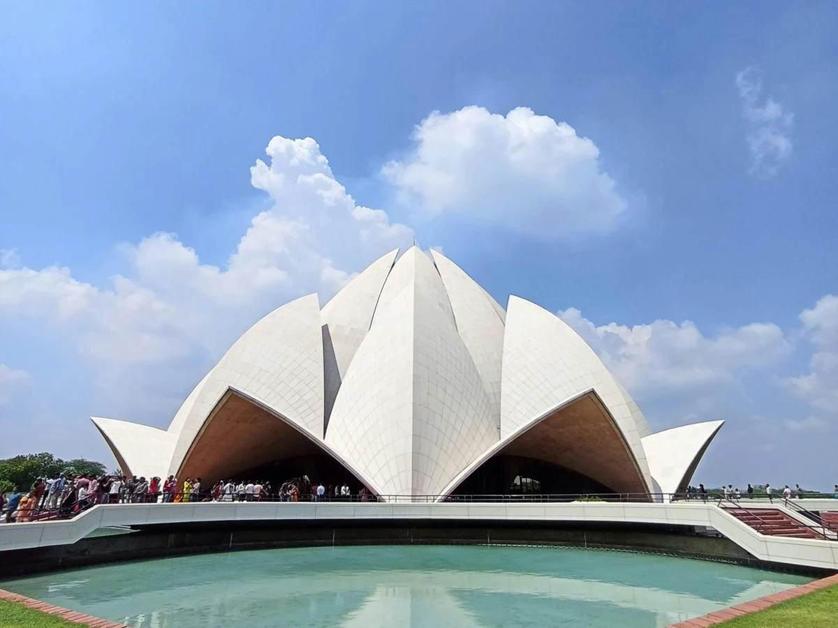 Lotus Temple in New Delhi on a Sunny Day