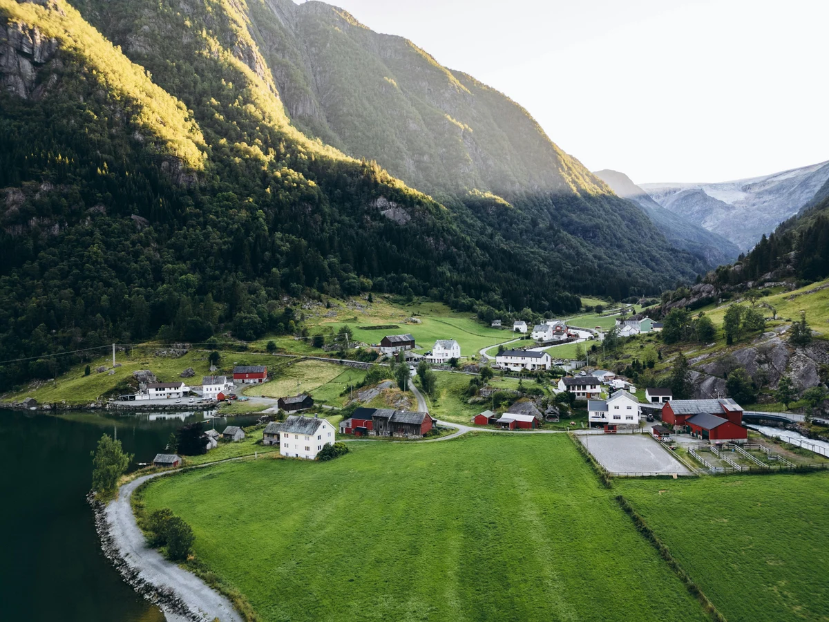 Scenic View of Odda Village, Norway Landscape