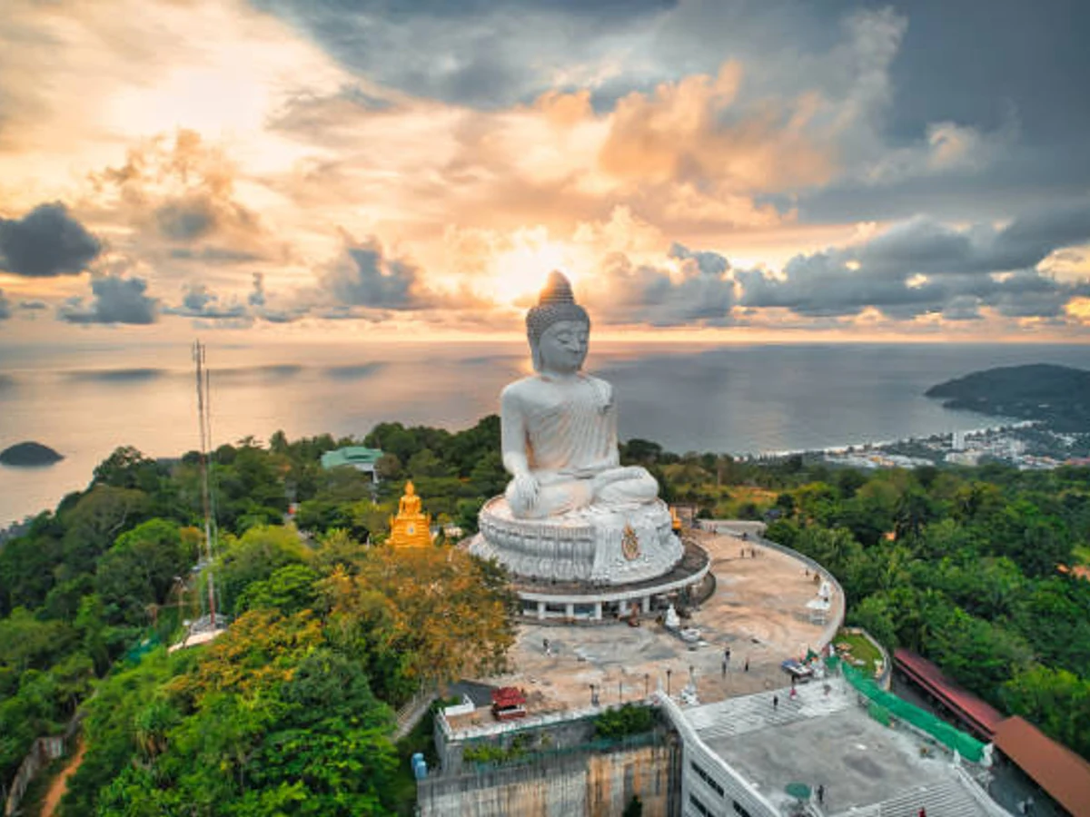 Big Buddha viewpoint at sunset in Phuket province, Thailand