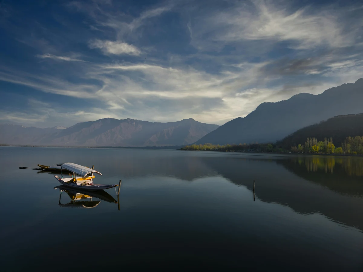 View of Boats on the Dal Lake, Srinagar, Jammu and Kashmir, India