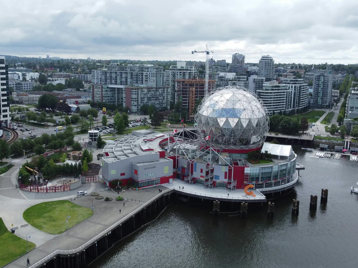 Vancouver Aerial View of Science World Building, Canada