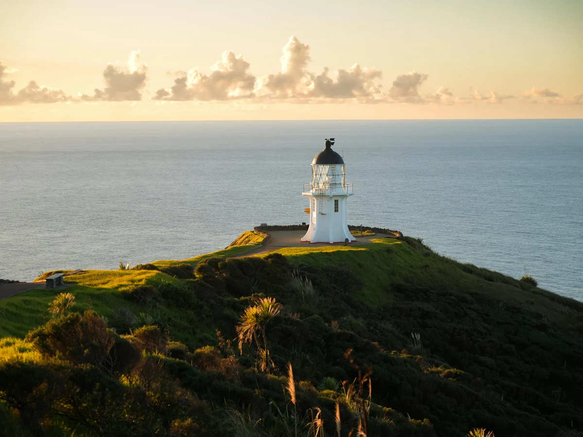 Cape Reinga Lighthouse at Sunset, North Island, New Zealand