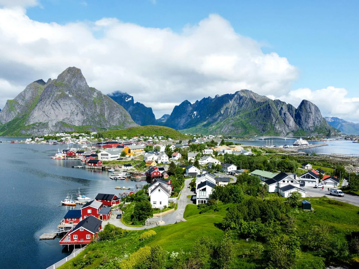 Breathtaking Aerial View of Reine Village, Norway