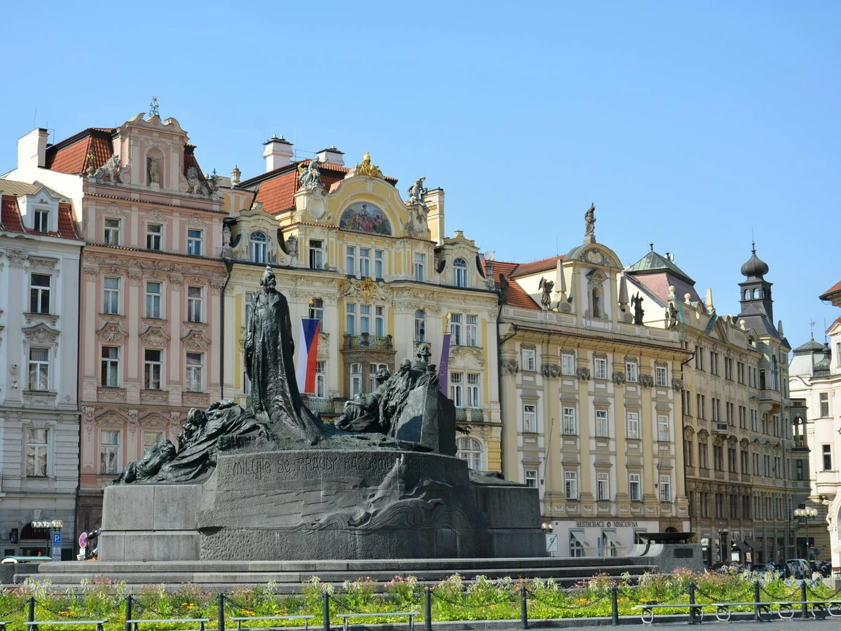 Czech Republic Historic Jan Hus Monument in Old Town Prague