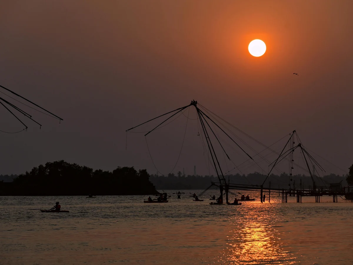 Beautiful Kerala Sunset Over Calm Backwaters