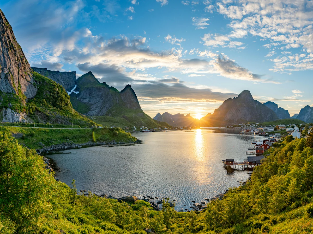 Stunning Sunset Over Nordland Fjord Norway