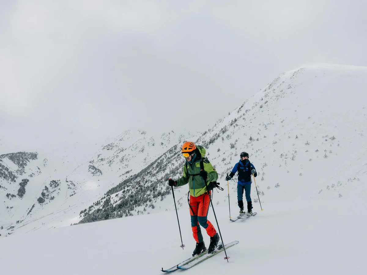 Mountain Ski Tour in Snowy Winter Landscape