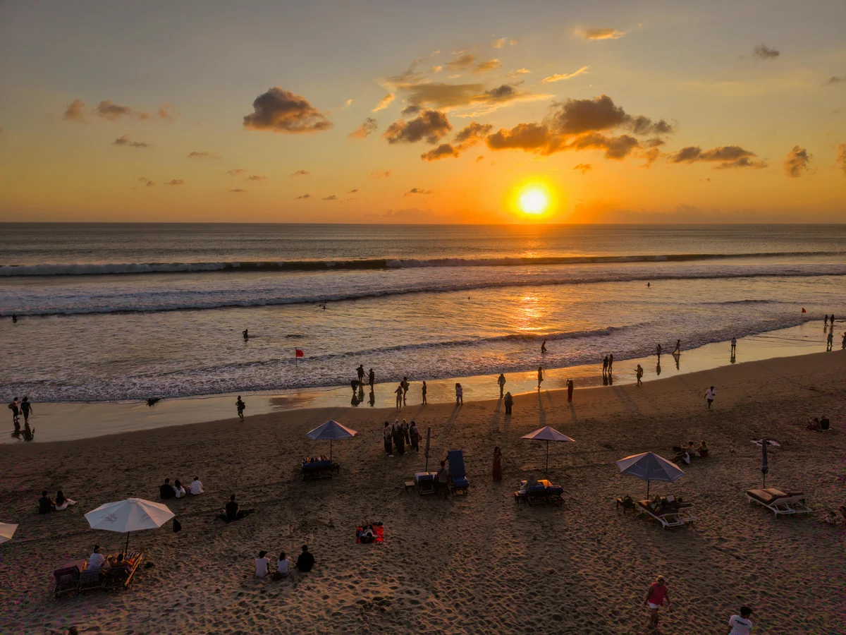 Idyllic Sunset on Kuta Beach, Bali, Indonesia